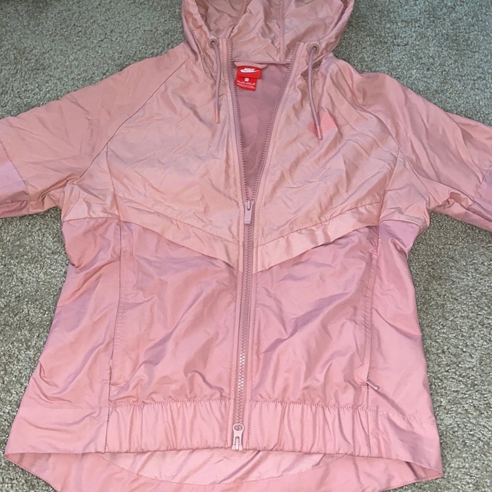 Peach/Pink Nike Rain Jackets with Hoodie.                            Size XS